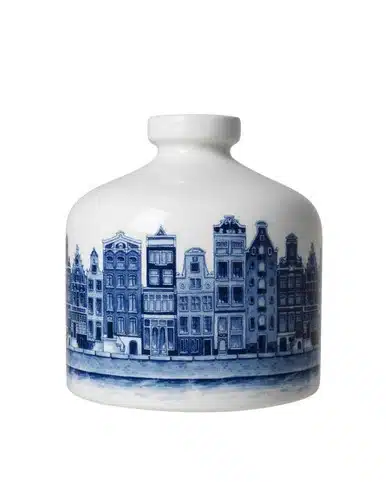 Vaasje huisjes Delftsblauw - H12,5 cm