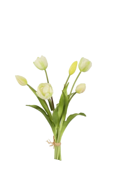 Bosje ronde witte tulpen - Real Touch - H40 cm