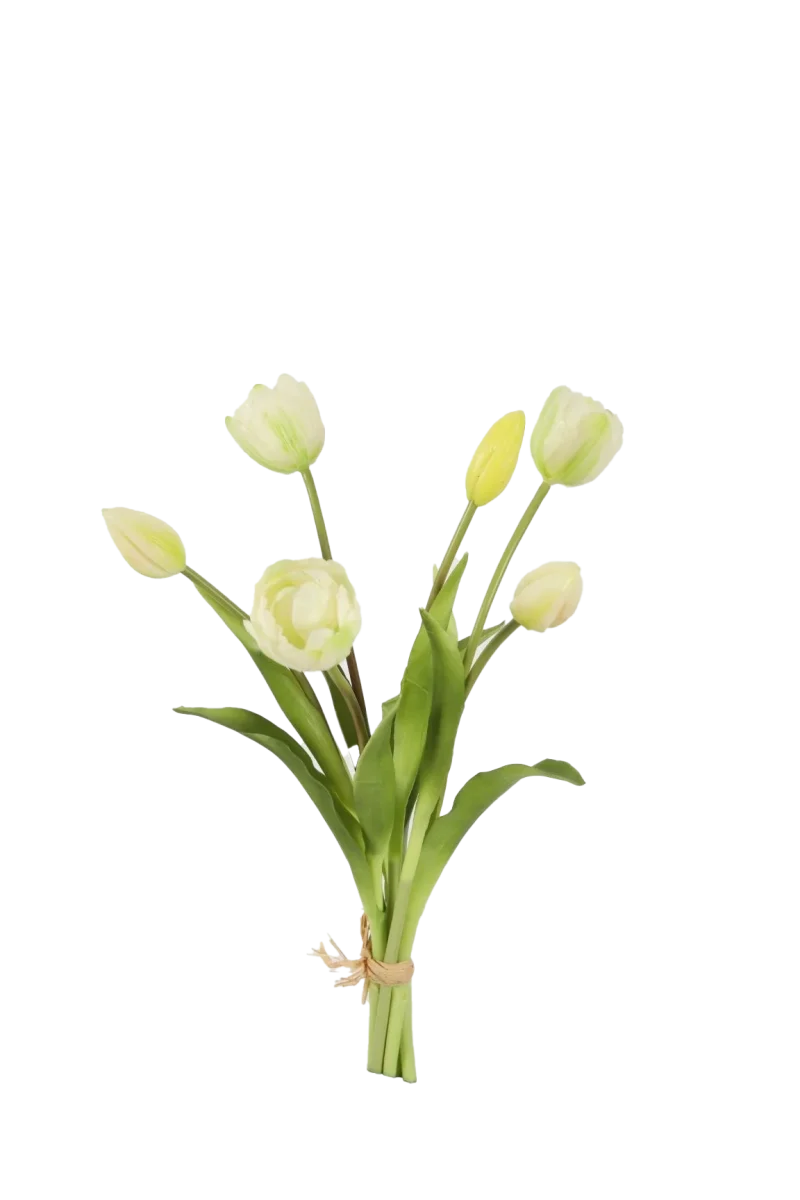Bosje ronde witte tulpen - Real Touch - H40 cm