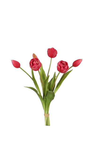 Bosje ronde donker roze tulpen - Real Touch - H40 cm