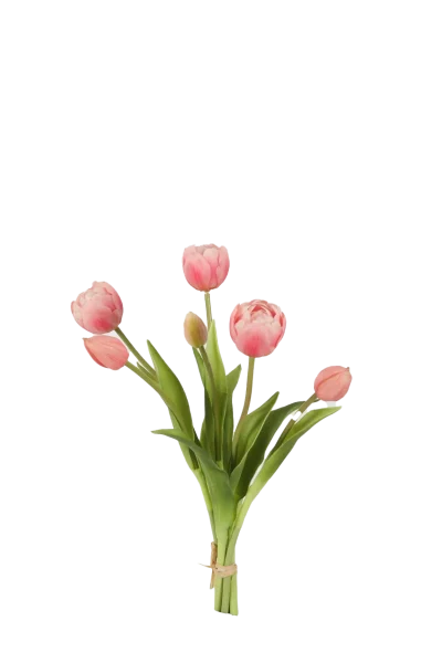 Bosje ronde licht roze tulpen - Real Touch - H40 cm