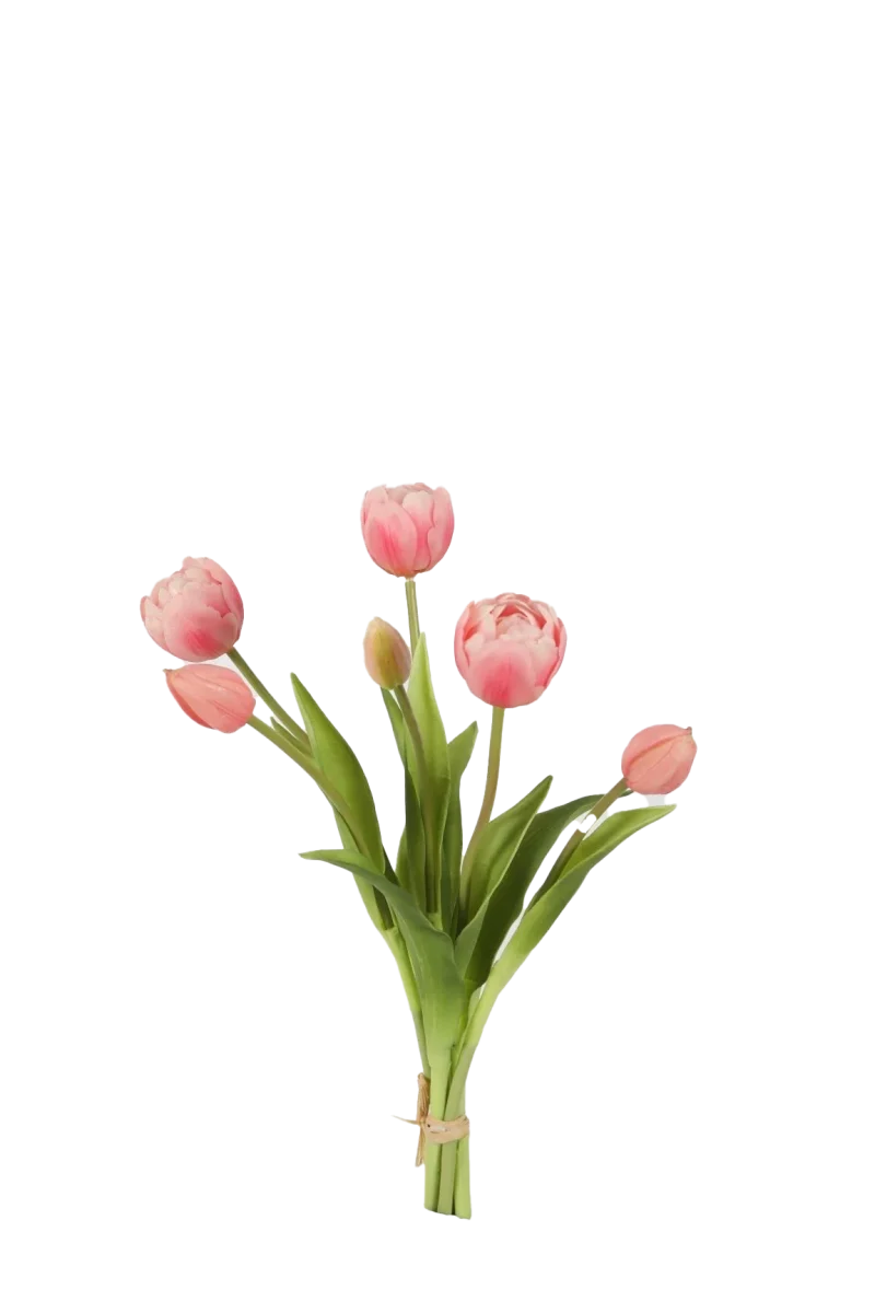 Bosje ronde licht roze tulpen - Real Touch - H40 cm