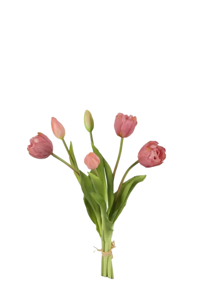 Bosje ronde licht paarse tulpen - Real Touch - H40 cm
