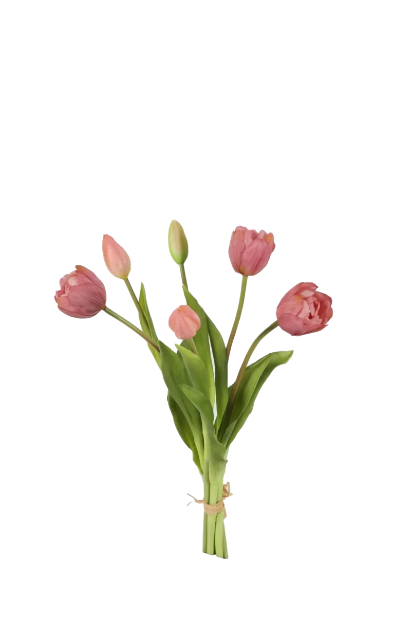 Bosje ronde licht paarse tulpen - Real Touch - H40 cm
