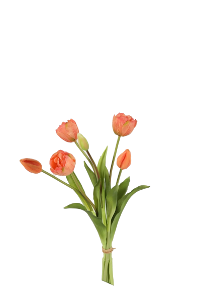 Bosje ronde peach tulpen - Real Touch - H40 cm