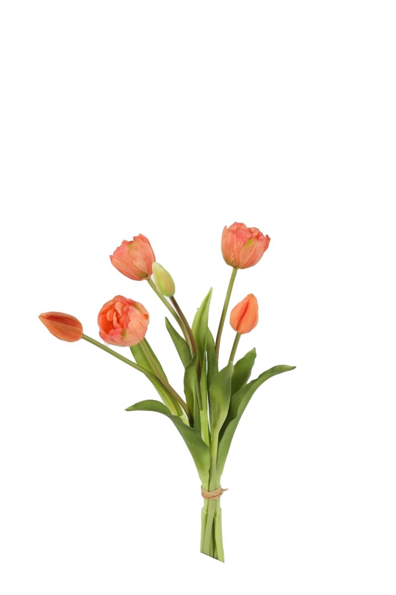 Bosje ronde peach tulpen - Real Touch - H40 cm