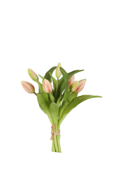 Bosje licht roze tulpen - Real Touch - H32 cm