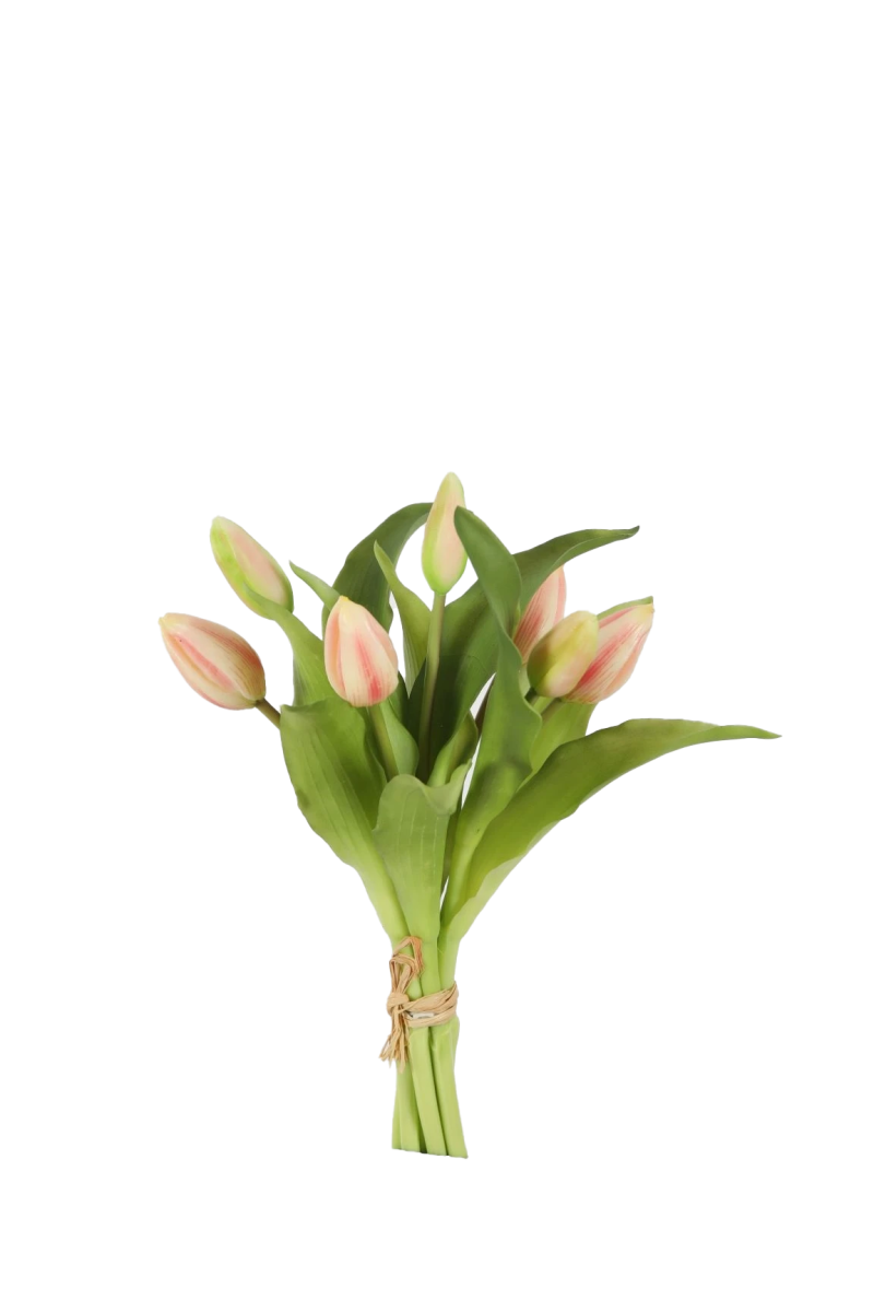 Bosje licht roze tulpen - Real Touch - H32 cm