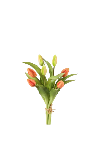 Bosje peach tulpen - Real Touch - H32 cm