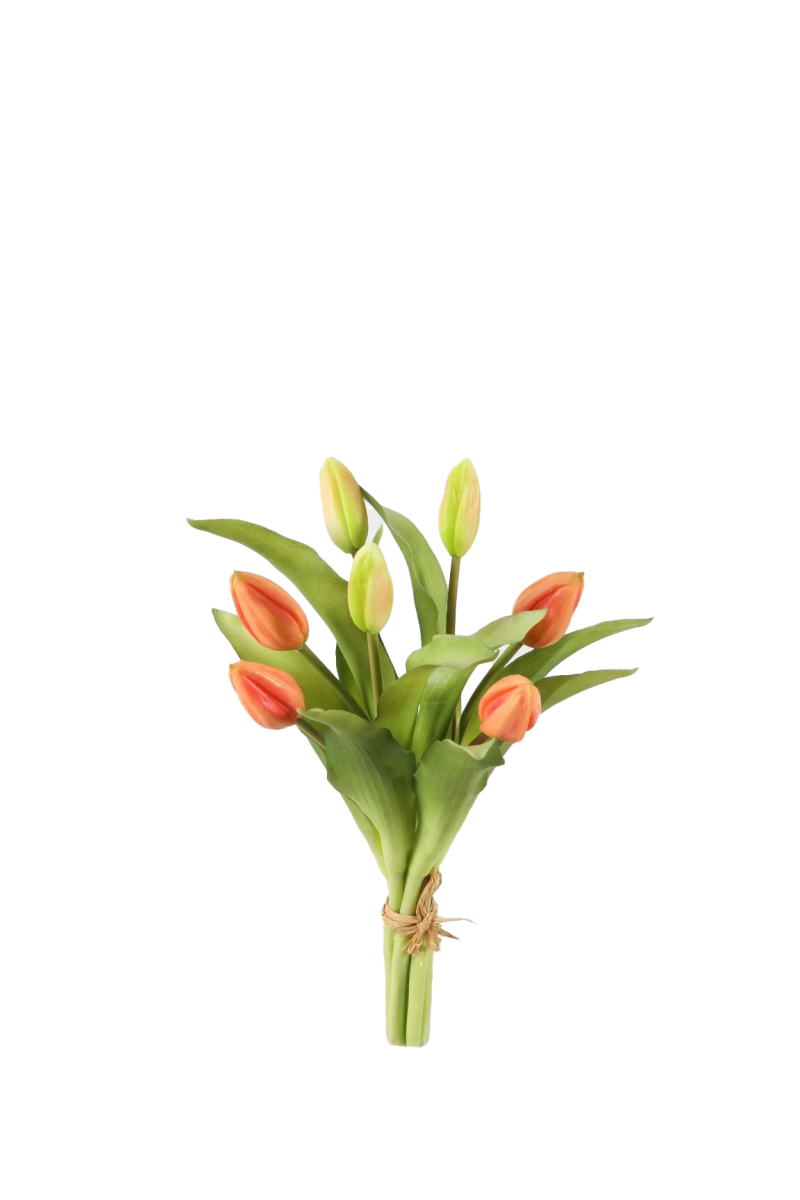 Bosje peach tulpen - Real Touch - H32 cm