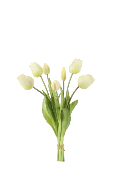 Bosje wit tulpen - Real Touch - H40 cm
