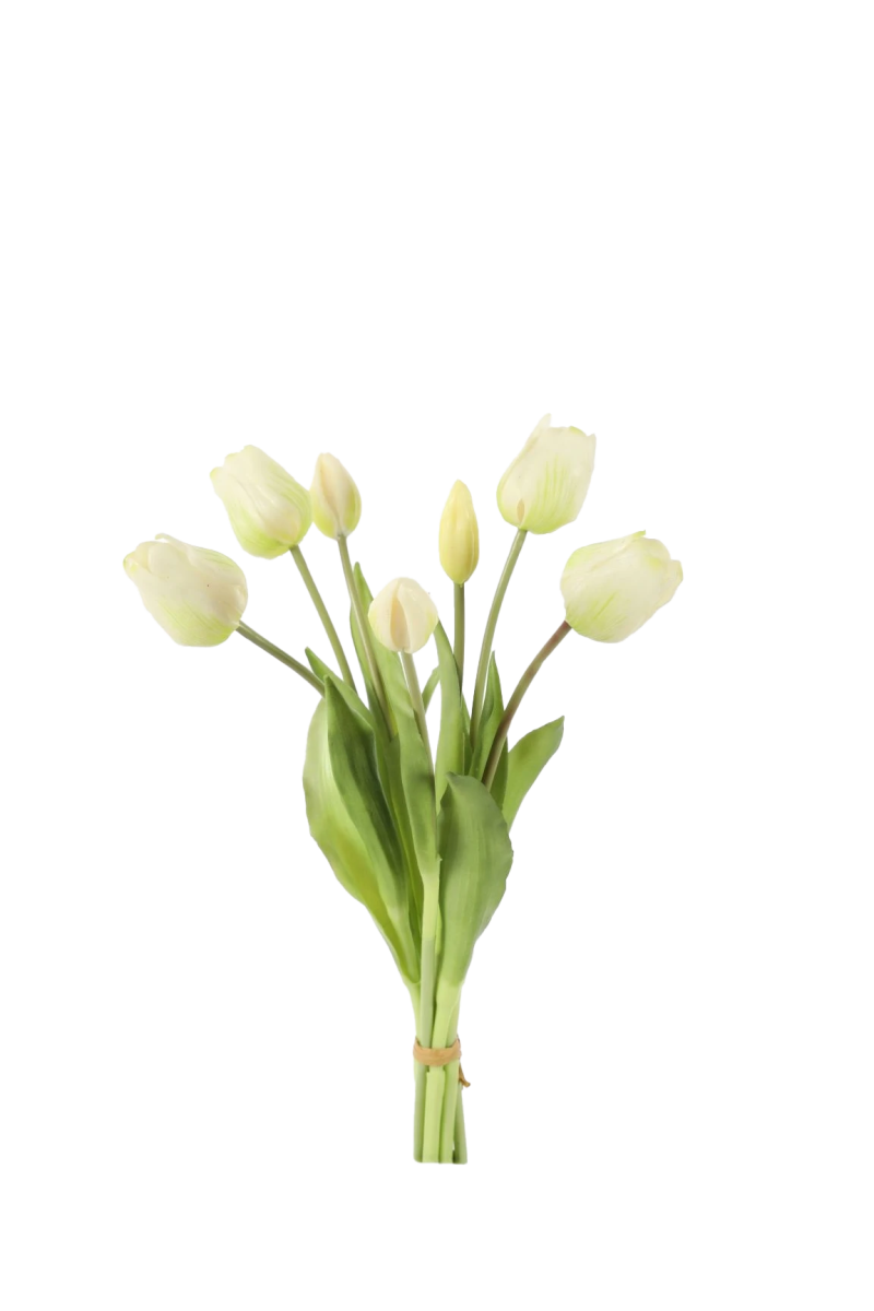 Bosje wit tulpen - Real Touch - H40 cm