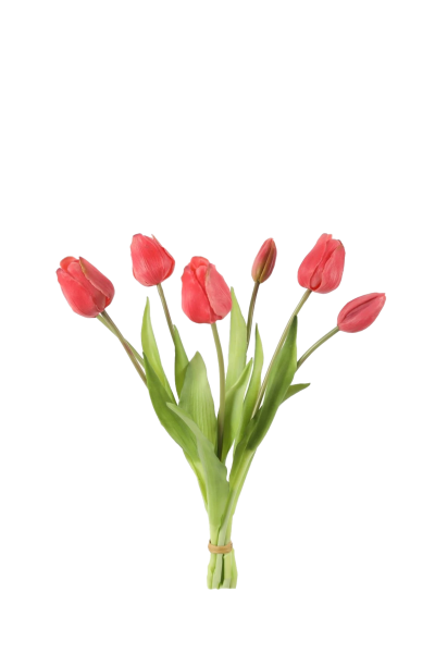 Bosje donker roze tulpen - Real Touch - H40 cm