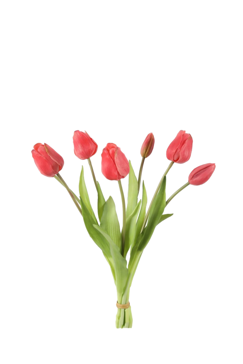 Bosje donker roze tulpen - Real Touch - H40 cm