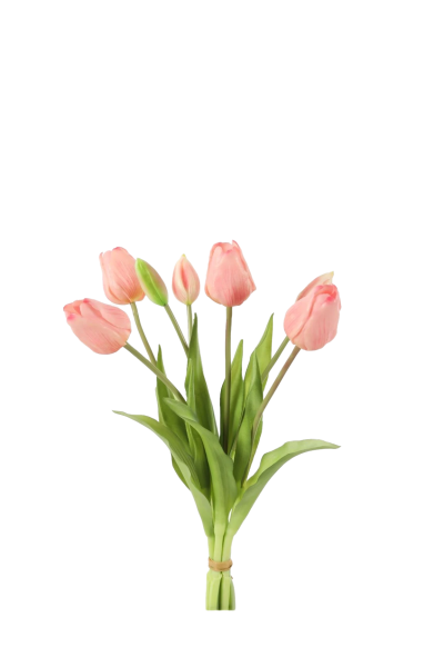 Bosje licht roze tulpen - Real Touch - H40 cm