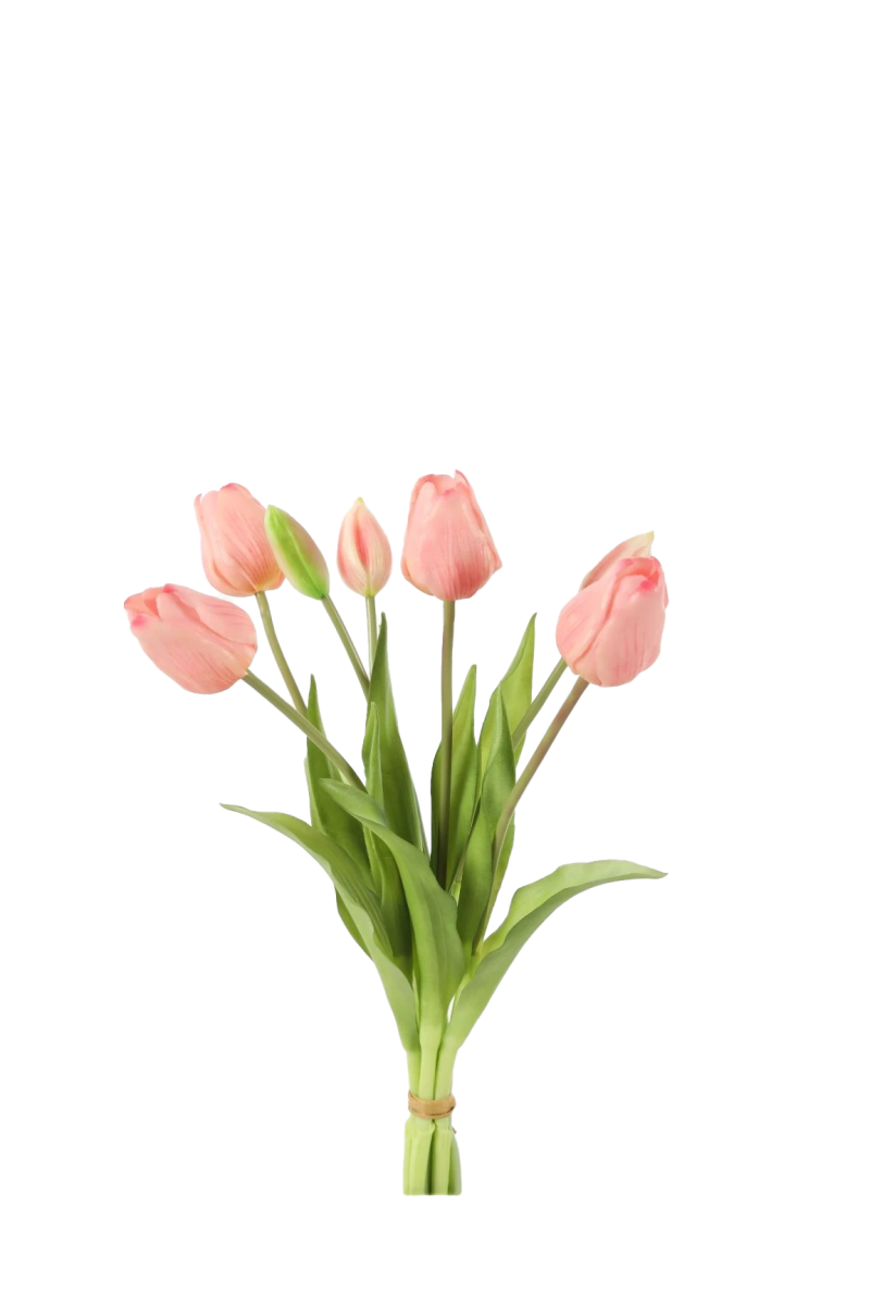 Bosje licht roze tulpen - Real Touch - H40 cm