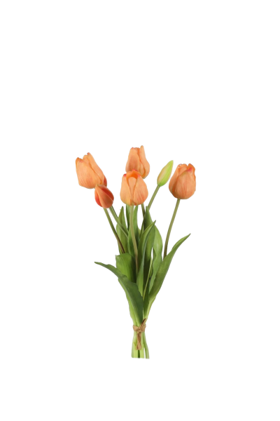 Bosje peach tulpen - Real Touch - H40 cm