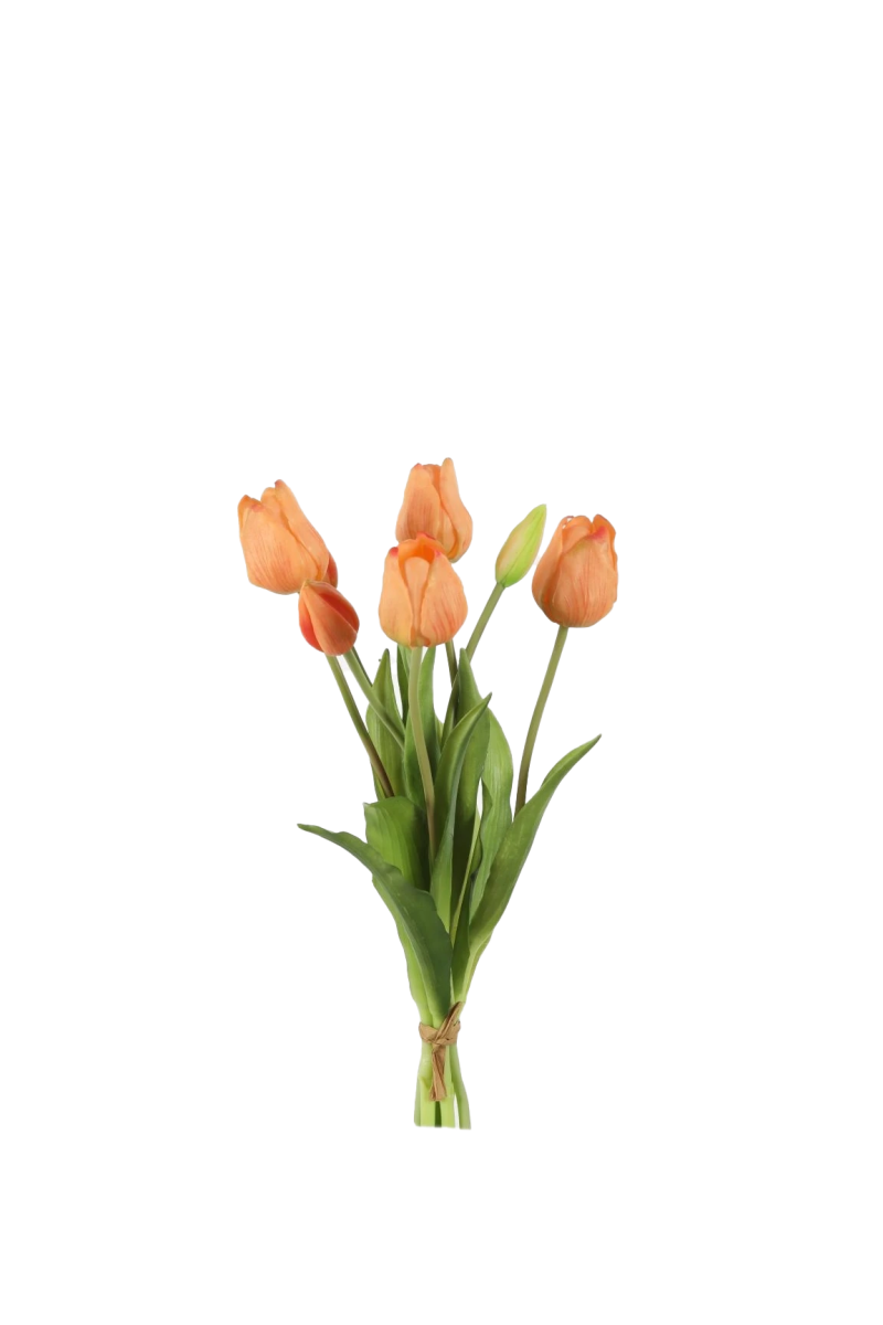 Bosje peach tulpen - Real Touch - H40 cm