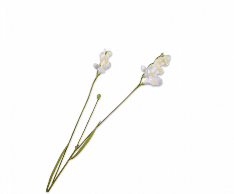 Freesia tak creme/wit Silk-ka Real Touch - H78 cm