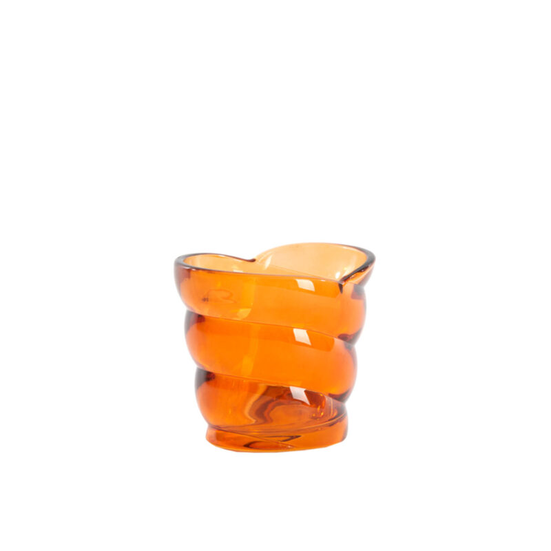 Waxinelichthouder oranje glas - H9 cm