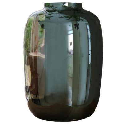 Glossy spiegel vaas grijs 35 cm