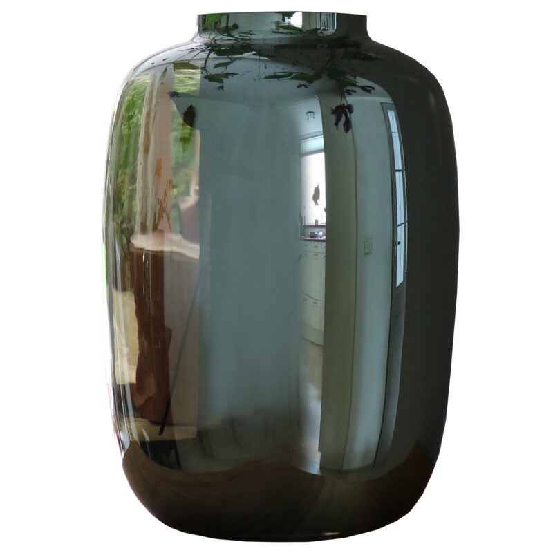 Glossy spiegel vaas grijs 35 cm