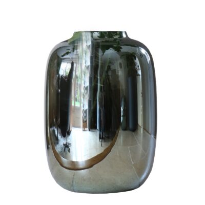 Glossy spiegel vaas grijs 29 cm