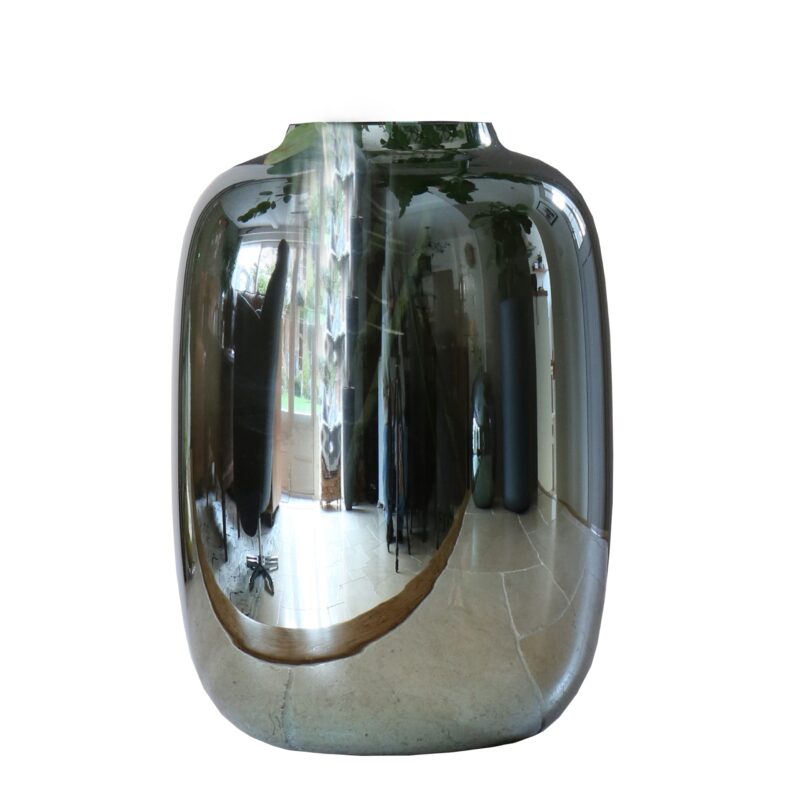 Glossy spiegel vaas grijs 29 cm