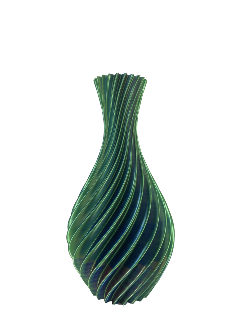 3D geprinte vaas Oxyrthina - groen/blauw/paars - H50 cm
