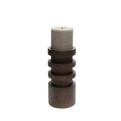 Kandelaar walnoothout - small - H20 cm