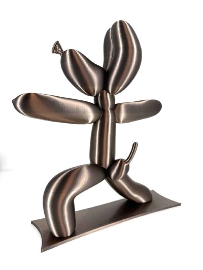Yoga beeld ballon hond chic brons H 46 cm